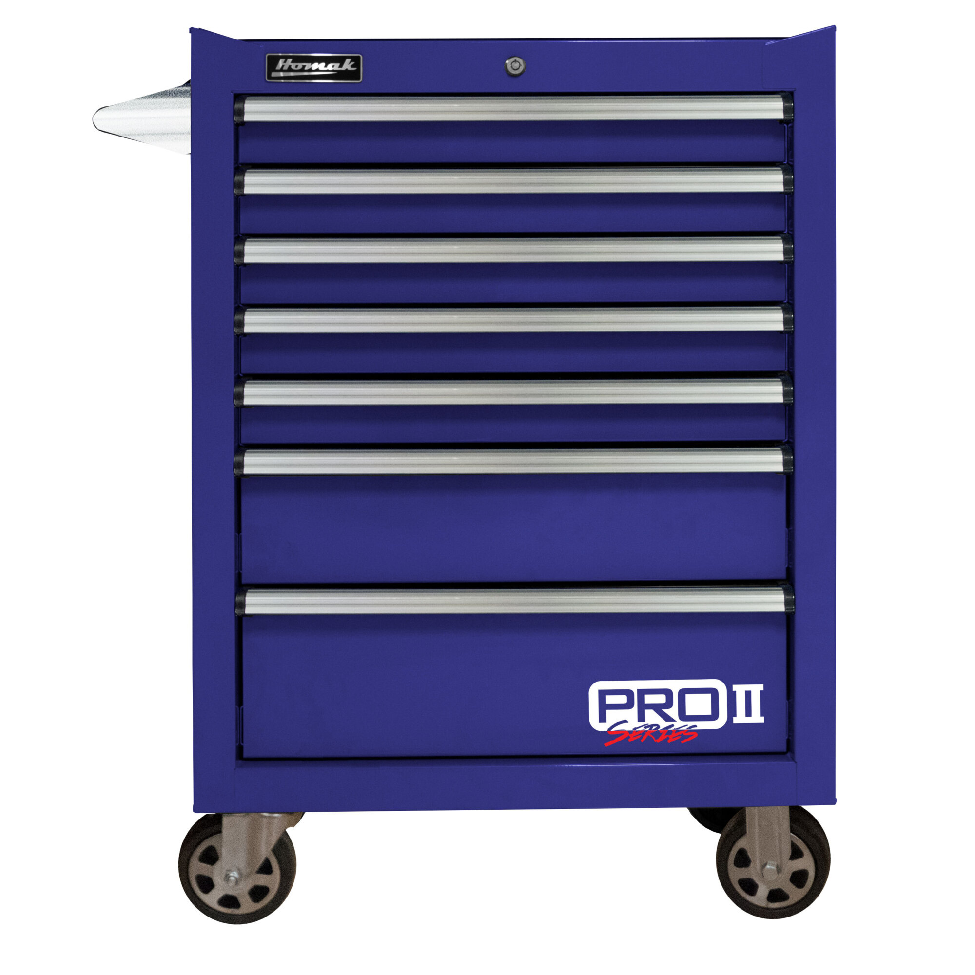 Homak 27in. Pro II 7-Drawer Rolling Tool Cabinet, 9115 Cu. In. of Storage, 27in.W x 24.5in.D x 39in.H, Blue, Model# BL04027702